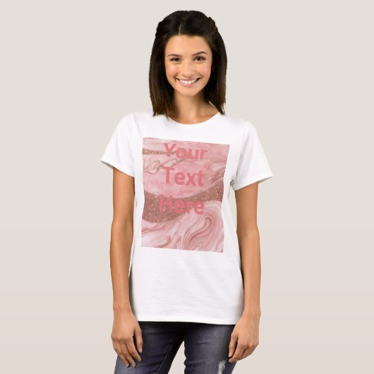 Luxe Roze Rose Gold Custom Text Basic T-shirt (Voorkant volledig)