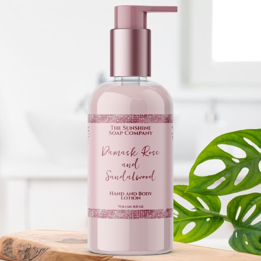 Luxe roze & roze glitter cosmetica fles label