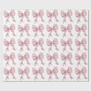Luxe Roze Strikte Coquette Baby Shower Meisje Cadeaupapier
