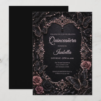 Luxe Roze Vlinders Quinceañera Kaart
