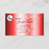 Luxe Ruby Red Sparkle Glitter Logo en Monogram Visitekaartje (Achterkant)