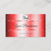 Luxe Ruby Red Sparkle Glitter Logo en Monogram Visitekaartje (Voorkant)