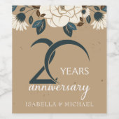 Luxe rustieke Floral 20e bruiloft Jubileum Wijn Etiket (Enkel label)