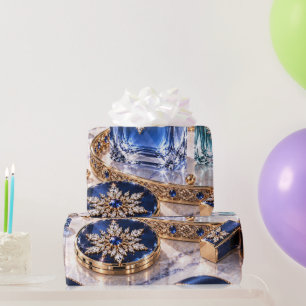 Luxe Saffier Kerstschoonheid Cadeaupapier