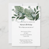 LUXE SAGE BLANC BOTANIQUE INVITATION ANNIVERSAIRE (Devant)