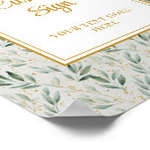 Luxe Sage Green Gold Foliage Wedding Custom Poster (Coin)