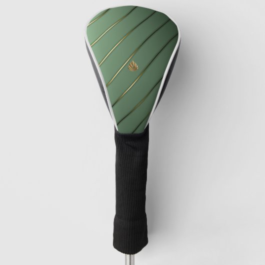 Luxe Sage Groen & Goud Golfheadcover (Voorkant)