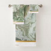LUXE SAGE GROEN MARBLE TOWEL SET BAD HANDDOEK (Insitu)