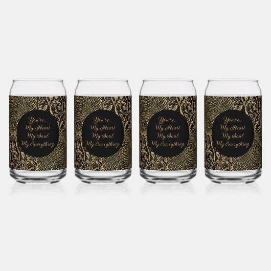 Luxe, Saint-Valentin, Fleurs Noir Or , Pixel  (Recto)
