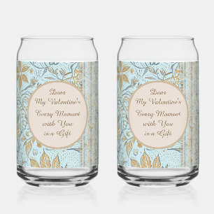 Luxe, Saint-Valentin, Or Art Floral Bleu Tendre