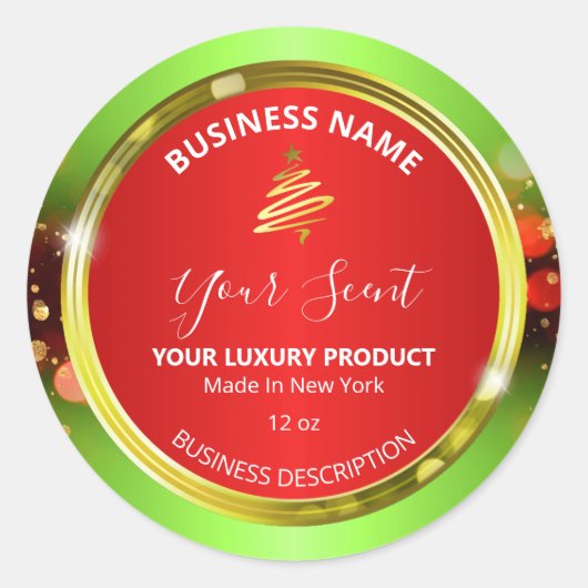 Luxe sapin de Noël vert Étiquettes de produits rou (Devant)