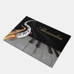 Luxe saxofoon piano muzieknoot gepersonaliseerd deurmat