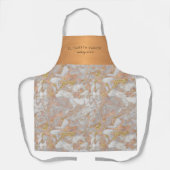 Luxe schoonheidssalon grijs marmer gouden naam schort (Voorkant)