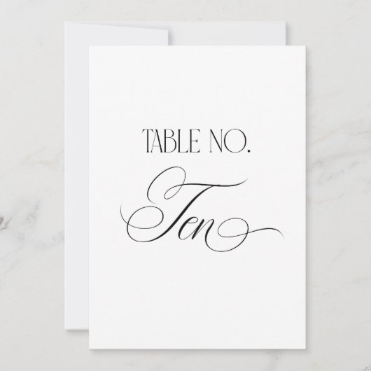 Luxe Script 5x7 Wedding Table Number Ten Sign Kaart (Voorkant)