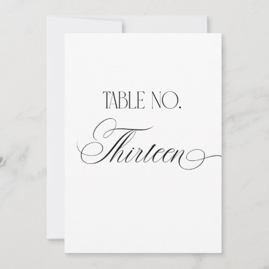 Luxe Script 5x7 Wedding Table Number Thirteen Sign Kaart (Voorkant)