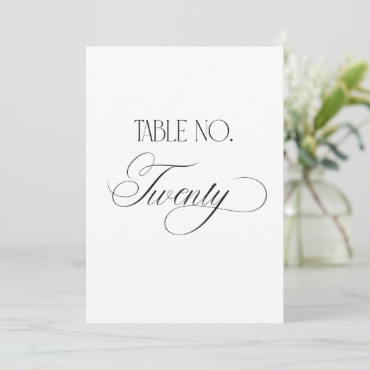 Luxe Script 5x7 Wedding Table Number Twenty Sign Kaart (Staand voorkant)