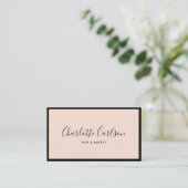 Luxe Script Blush Pink QR Code Social Media Icon Visitekaartje (Staand voorkant)