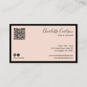 Luxe Script Blush Pink QR Code Social Media Icon Visitekaartje (Achterkant)