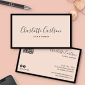 Luxe Script Blush Pink QR Code Social Media Icon Visitekaartje
