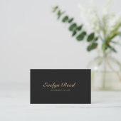 Luxe Script Minimalist QR Code Zwart Goud Visitekaartje (Staand voorkant)