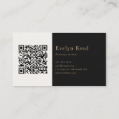 Luxe Script Minimalist QR Code Zwart Goud Visitekaartje (Achterkant)