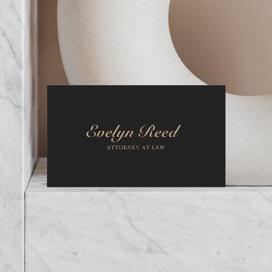 Luxe Script Minimalist QR Code Zwart Goud Visitekaartje