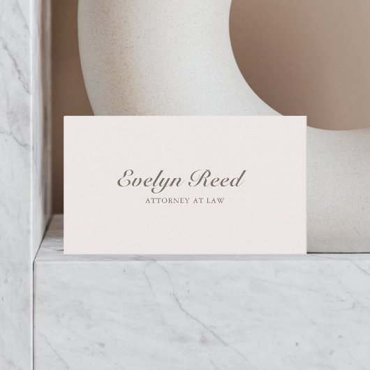 Luxe script minimalistische QR code zacht beige Visitekaartje