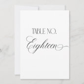 Luxe Script Trouwtafel Nummer Achttien Bord Kaart (Voorkant)