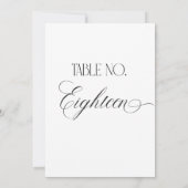 Luxe Script Trouwtafel Nummer Achttien Bord Kaart (Achterkant)