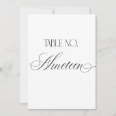 Luxe Script Trouwtafel Nummer Negentien Bord Kaart (Voorkant)
