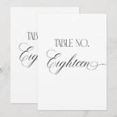 Luxe Script Wedding Table Number Eighteen Sign Kaart (Voorkant / Achterkant)