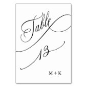 Luxe Script zwart-wit bruiloft nummer 13, Kaart (Voorkant)