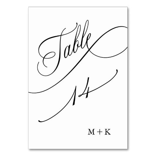 Luxe Script zwart-wit bruiloft nummer 14, Kaart (Achterkant)