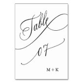 Luxe Script zwart-wit bruiloft nummer 7, Kaart (Voorkant)