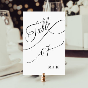 Luxe Script zwart-wit bruiloft nummer 7, Kaart