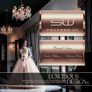 Luxe Shimmery Roos Golden Faux 3D Initialen Visitekaartje