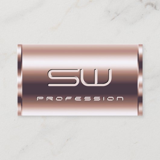 Luxe Shimmery Roos Gouden Optica en 3D Monogram Visitekaartje (Voorkant)