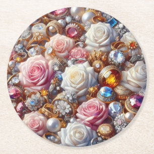 Luxe sieraden & rozen papieren onderzetters – Meer