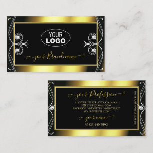 Luxe Sierlijk Zwart Goud Glitter Juwelen met Logo Visitekaartje