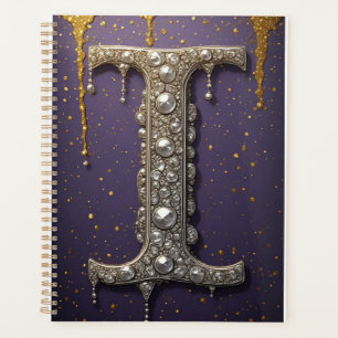 Luxe Sierlijke Letter I Monogram in Edelstenen Planner