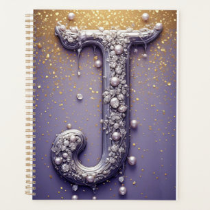 Luxe Sierlijke Letter J Monogram in Edelstenen Planner