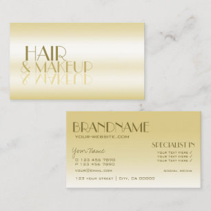 Luxe Silky Golden Shimmer met spiegelletters Visitekaartje