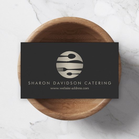 Luxe Silver Catering Logo Restaurant Donkergrijs Visitekaartje