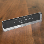 Luxe Silver Classy Executive Business Gift Naambordje (Zijkant)