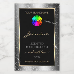 Luxe Silver Glitter Lijst Product Label en Logo Voedselcontainer Etiket