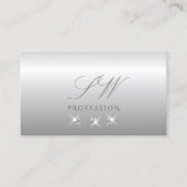 Luxe Silver Gray Ombre Initialen Visitekaartje (Voorkant)