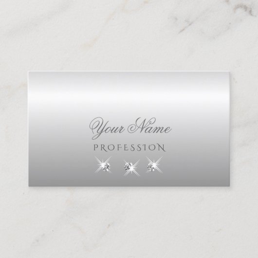Luxe Silver Gray Ombre Sparging Diamonds Elegant Visitekaartje (Voorkant)