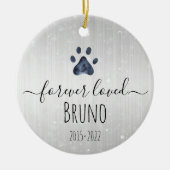 Luxe Silver Metal Forever Loved Pet Memorial Keramisch Ornament (Voorkant)