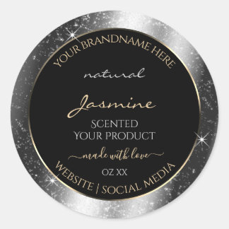 Luxe Silver Sparkle Glitter Lijst Productlabel Ronde Sticker