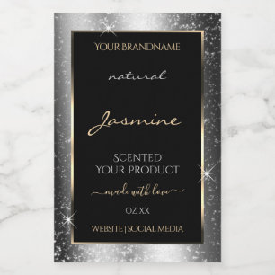Luxe Silver Sparkle Glitter Lijst Productlabel Voedselcontainer Etiket